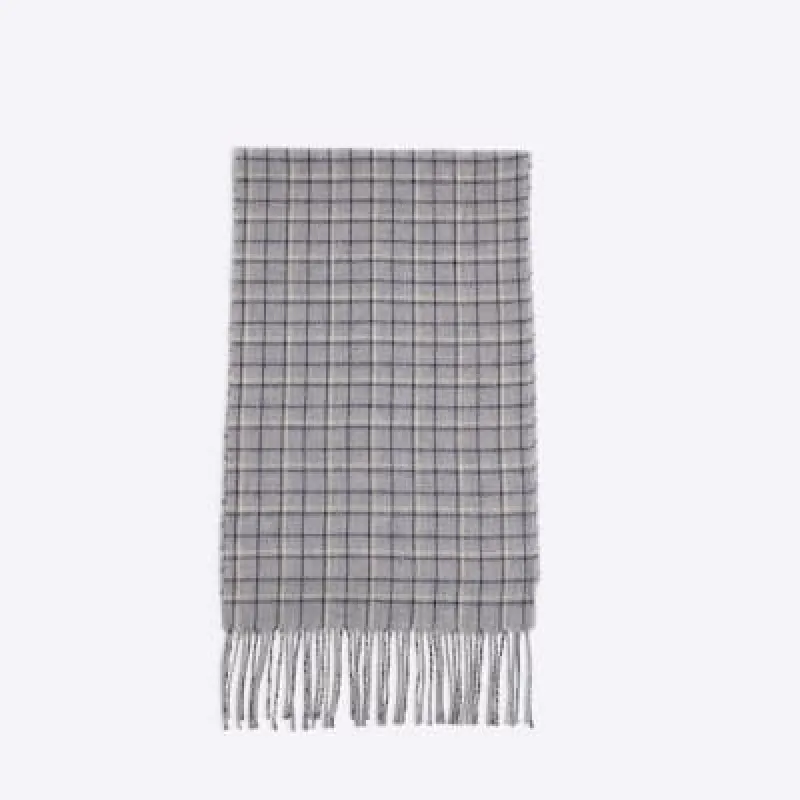 Grey Micro Check Scarf sold by River Island