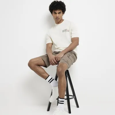 Beige regular fit Mount Haku graphic t-shirt sold by River Island