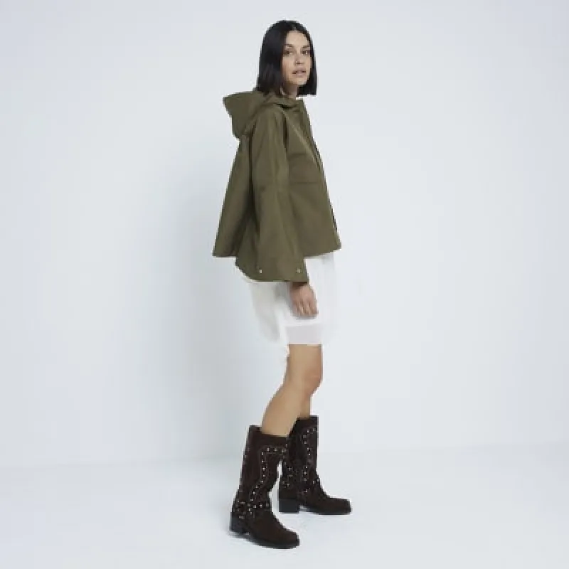 Khaki Waxed Cape Jacket sold by River Island