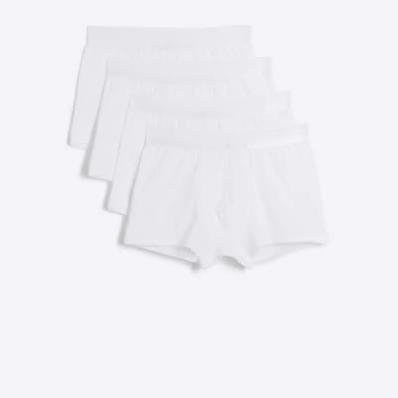 White 4 Pack RI cotton stretch trunks sold by River Island