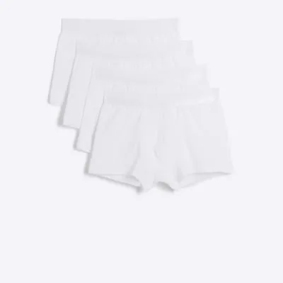White 4 Pack RI cotton stretch trunks sold by River Island