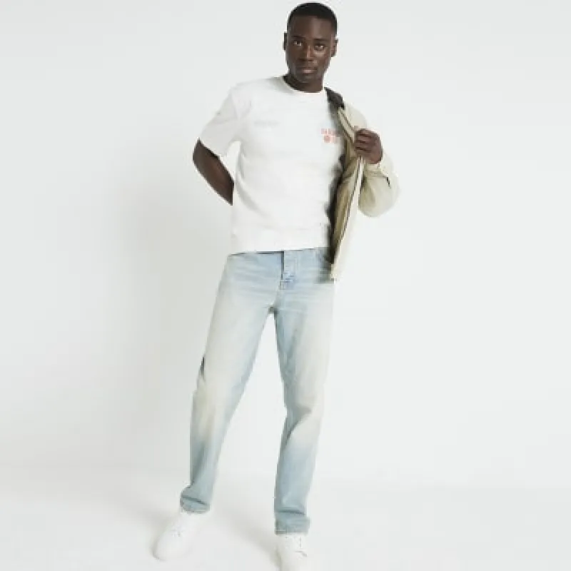 White regular fit embroidered graphic t-shirt sold by River Island