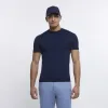 Navy Muscle fit Knitted t-shirt sold by River Island