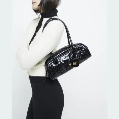 Black Woven Shoulder Bag sold by River Island