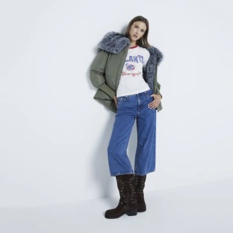 White Long Sleeve Atlanta Spliced Top sold by River Island