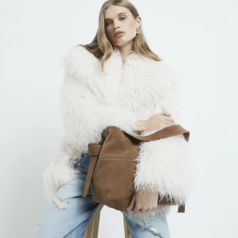 Brown Suede Tote Bag sold by River Island