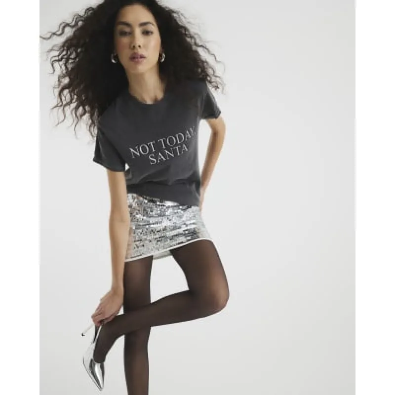 Grey Not Today Santa Christmas T-Shirt sold by River Island