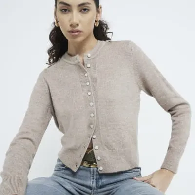 Brown Button Cardigan sold by River Island