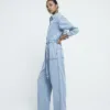 Blue Denim Cutwork Jumpsuit sold by River Island