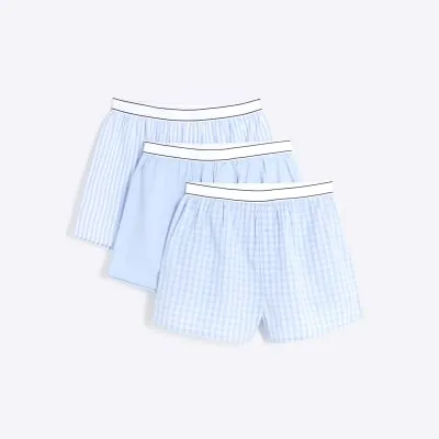 Blue 3 Pack check boxer shorts sold by River Island