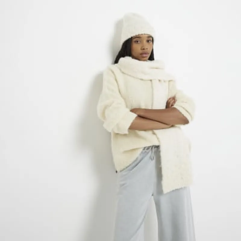Cream Brushed Wool Pearl Scarf Gift Set sold by River Island