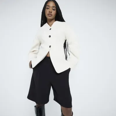 Cream Puffed Sleeve Tailored Blazer sold by River Island
