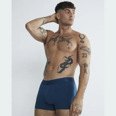 4 Pack Blue Double Tipped Trunks sold by River Island