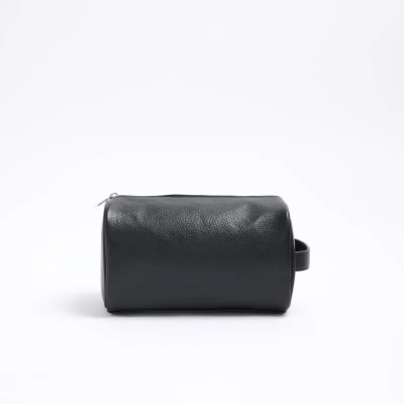 Black Faux Leather Washbag sold by River Island