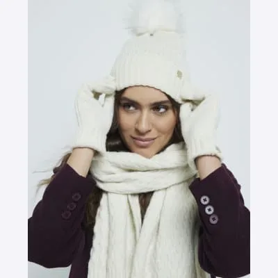 Cream Knit Scarf Hat and Gloves Gift Set sold by River Island