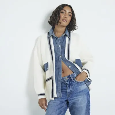 Cream Long Sleeve Cardigan sold by River Island