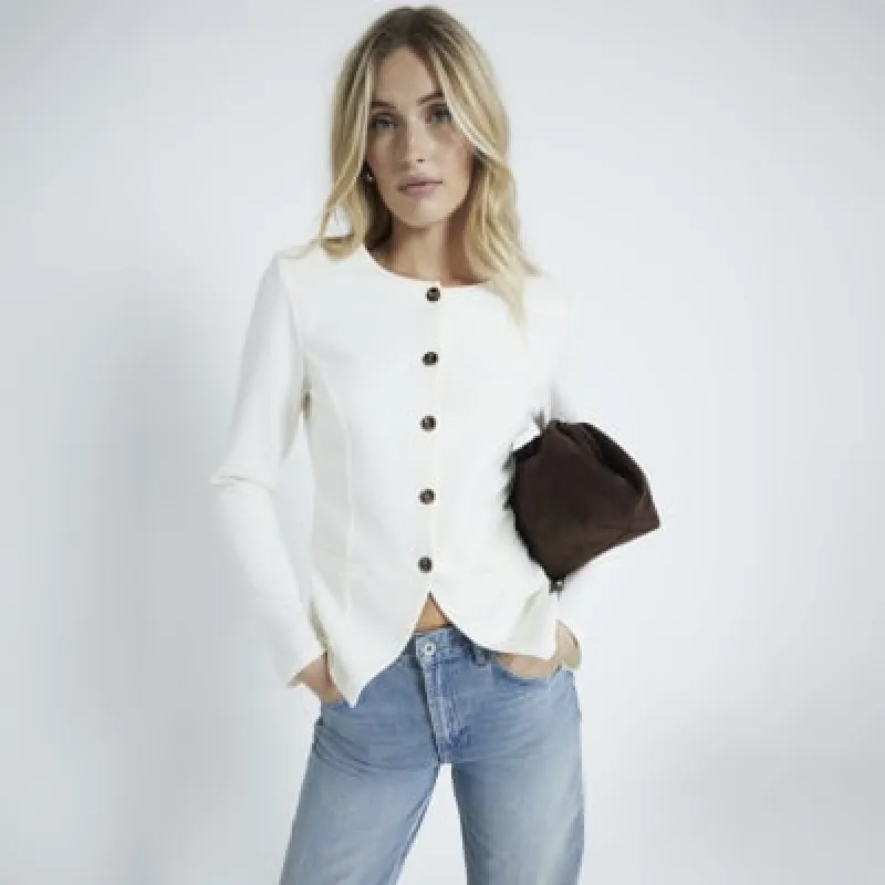 Cream tailored Buttoned Jacket sold by River Island