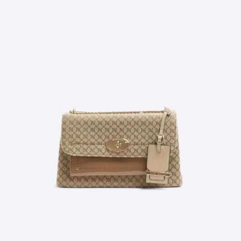 Brown monogram shoulder Bag sold by River Island