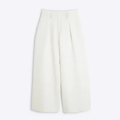 Petite Cream High Waisted Wide Leg Trousers sold by River Island
