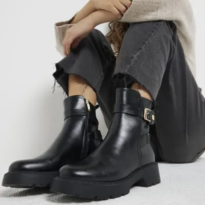 Black Block Heeled Boots sold by River Island