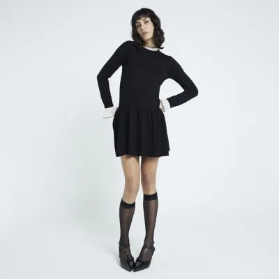 Black Long sleeve Frill Mini Dress sold by River Island