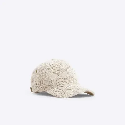 Cream Crochet Cap sold by River Island