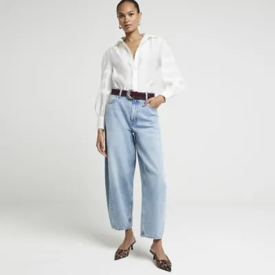White linen blend lace trim shirt sold by River Island