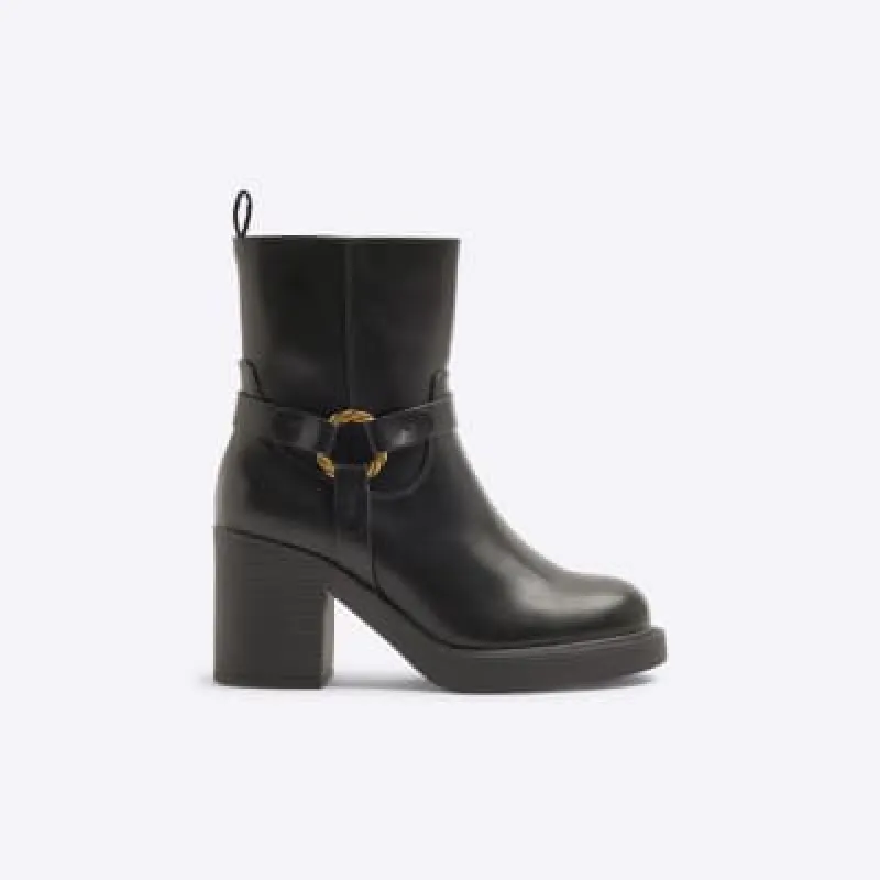 Black Heeled Harness Ankle Boot sold by River Island