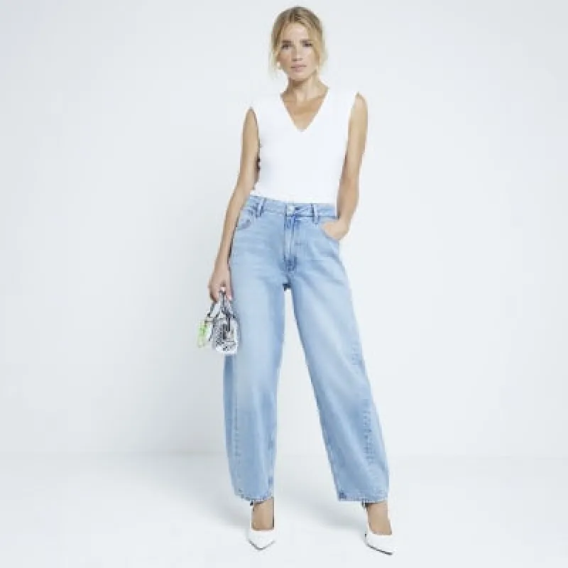 White Shoulder Pad Tank Top sold by River Island