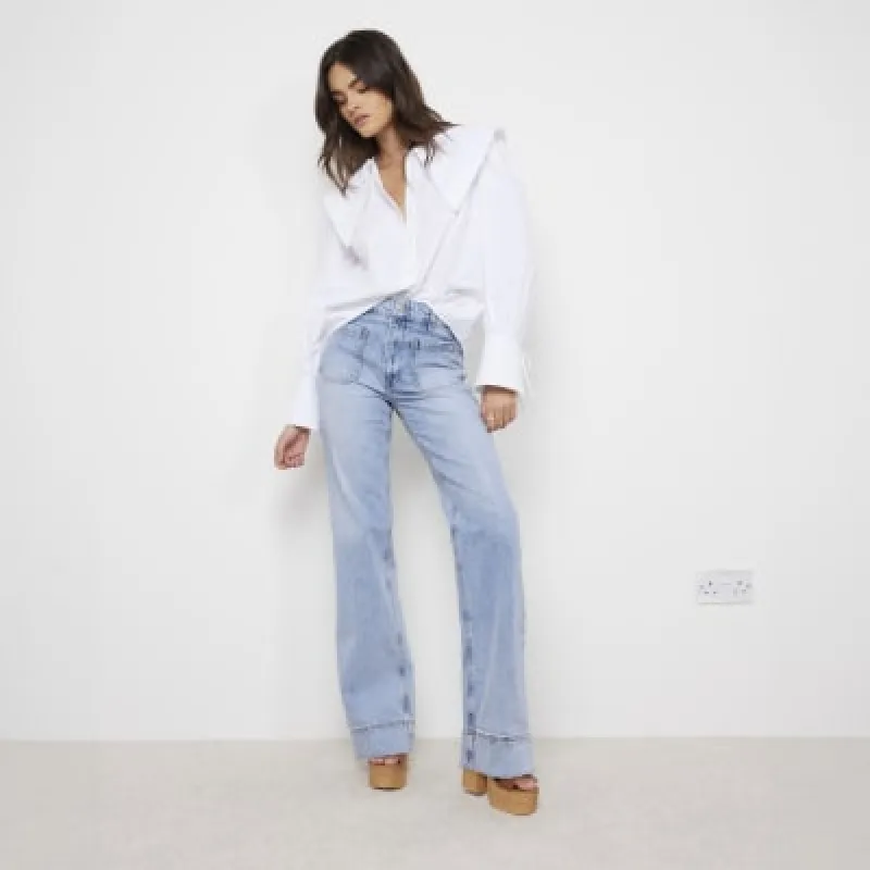 Light Blue high waisted pocket wide leg jeans made by River Island
