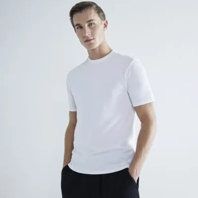 White Muscle Fit Pique T-Shirt sold by River Island
