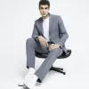 Grey single breasted skinny suit jacket sold by River Island