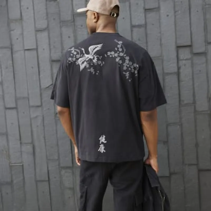 Black Regular Fit Crane Graphic T-Shirt sold by River Island