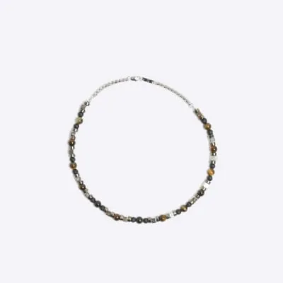 Brown tigers eye beaded necklace sold by River Island