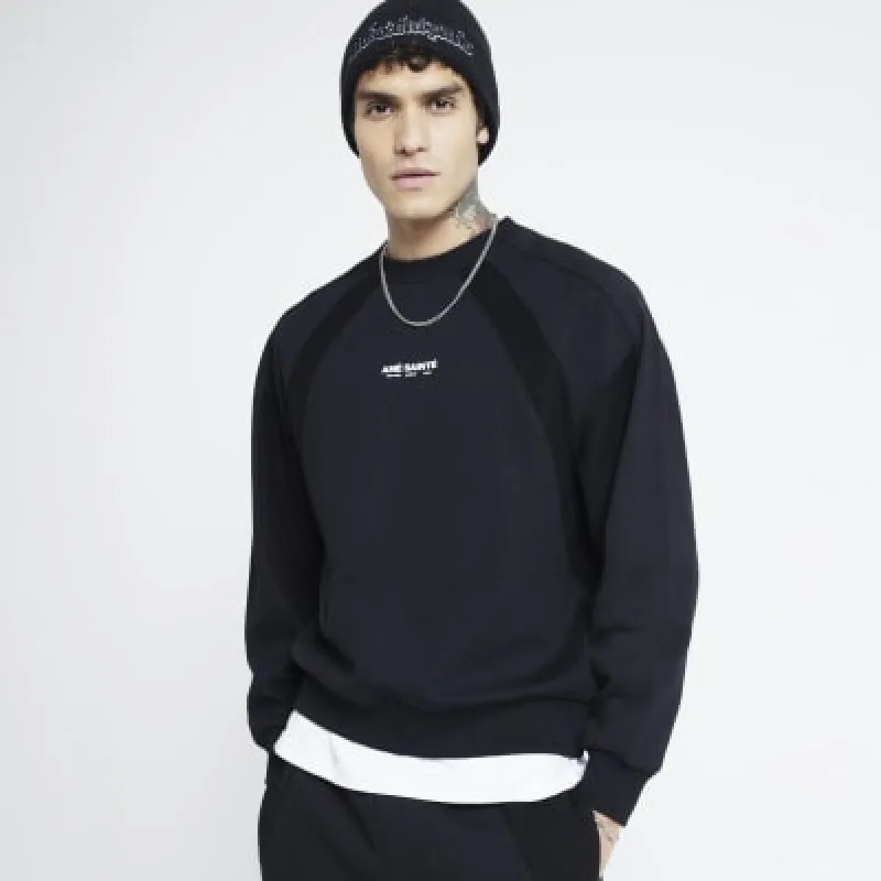 Black Oversized fit graphic sweatshirt sold by River Island