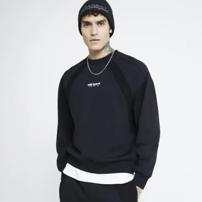 Black Oversized fit graphic sweatshirt sold by River Island