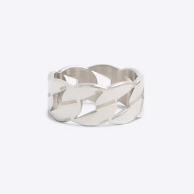 Silver Steel Chain Link Ring sold by River Island