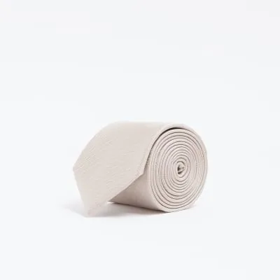 Beige Herringbone Tie sold by River Island