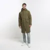 Khaki regular fit utility hooded parka jacket sold by River Island