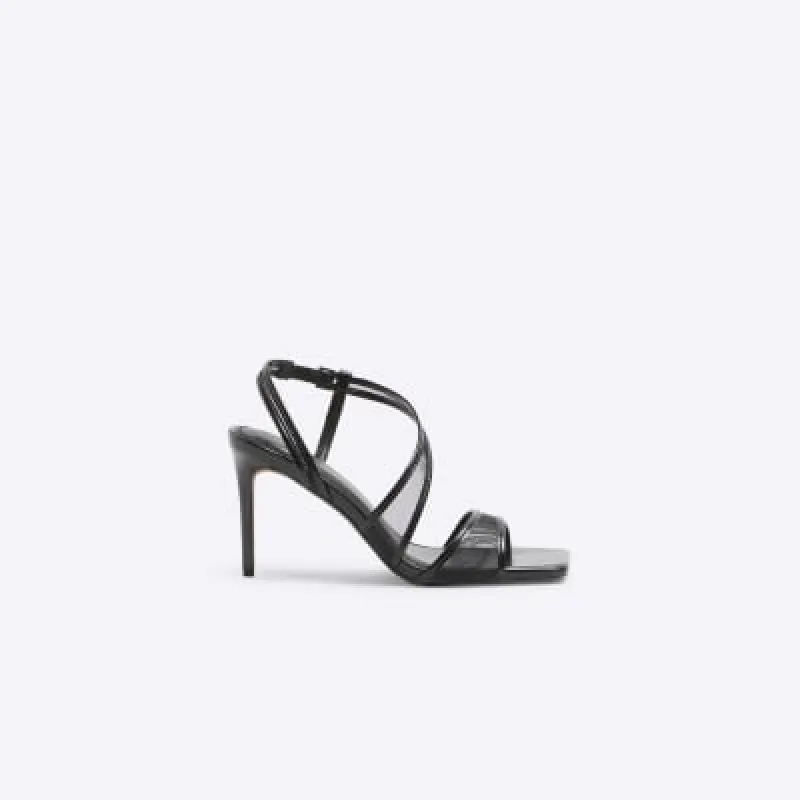 Black Mesh High Heel Sandals sold by River Island