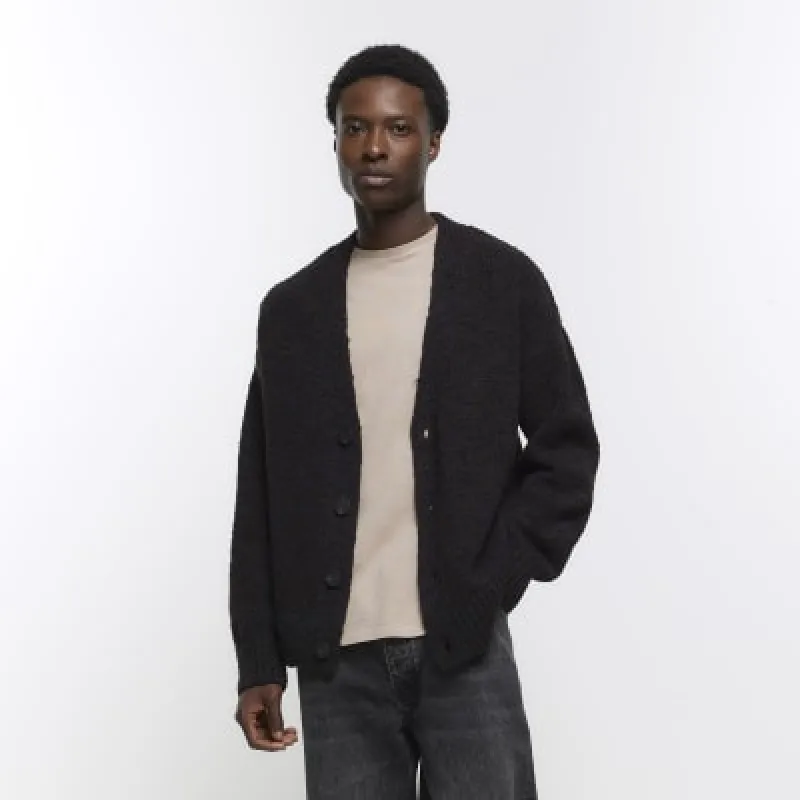 Brown boxy fit boucle cardigan sold by River Island