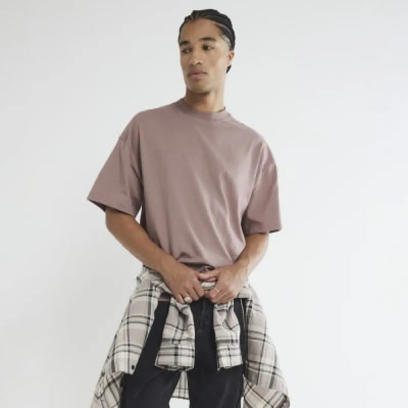 Pink Oversized Fit T-Shirt sold by River Island