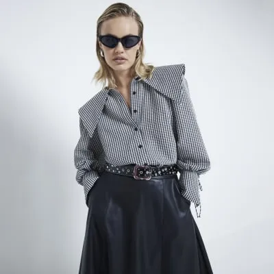 Black Gingham Large Peter Pan Collar Blouse sold by River Island