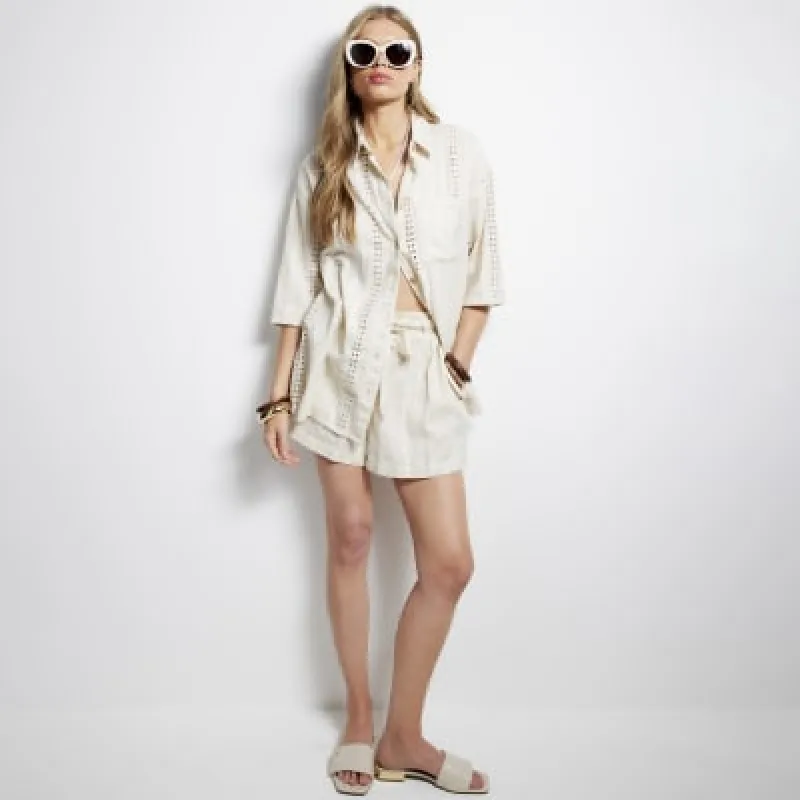 Cream Long Sleeved Textured Shirt sold by River Island