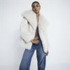 Cream Faux Fur Trim Jacket sold by River Island