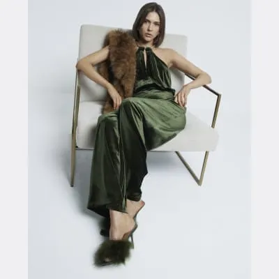 Green Feather Heeled Sandals sold by River Island