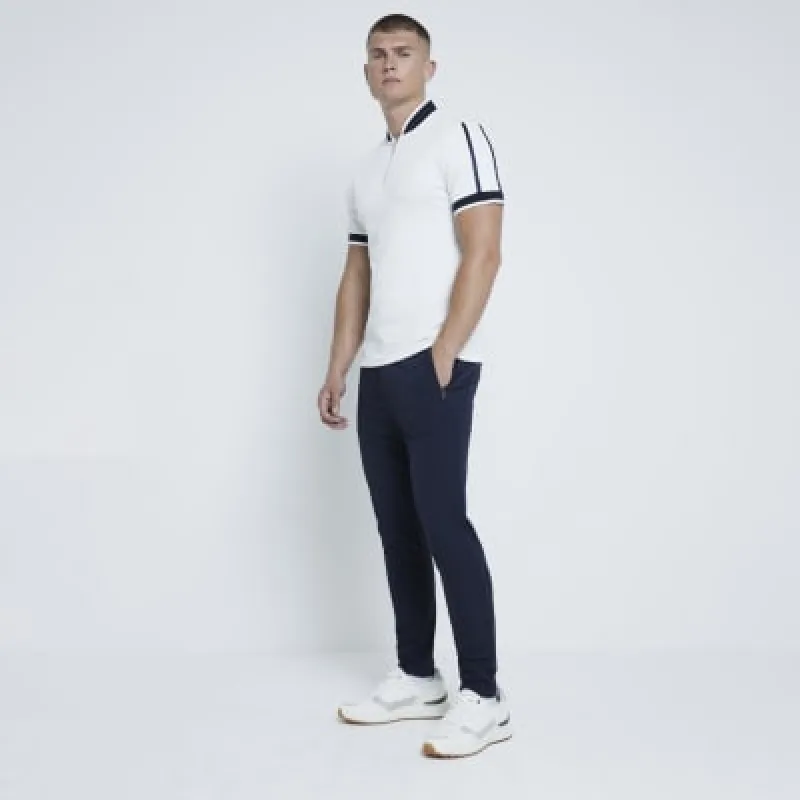 Navy Skinny Fit Chino Trousers sold by River Island
