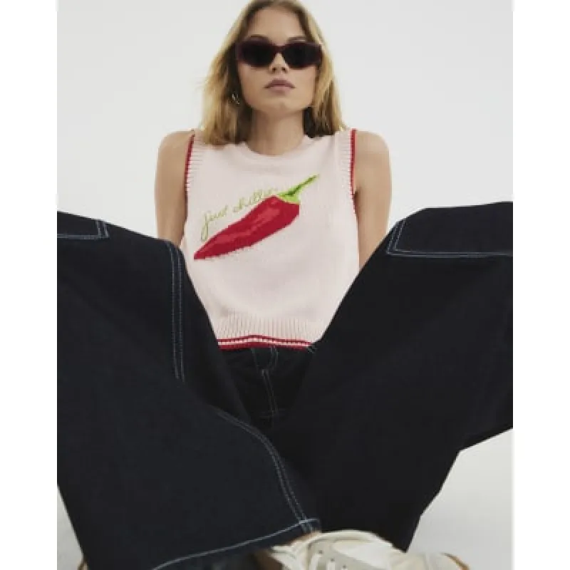 Pink Chilli Knit Tank Top sold by River Island