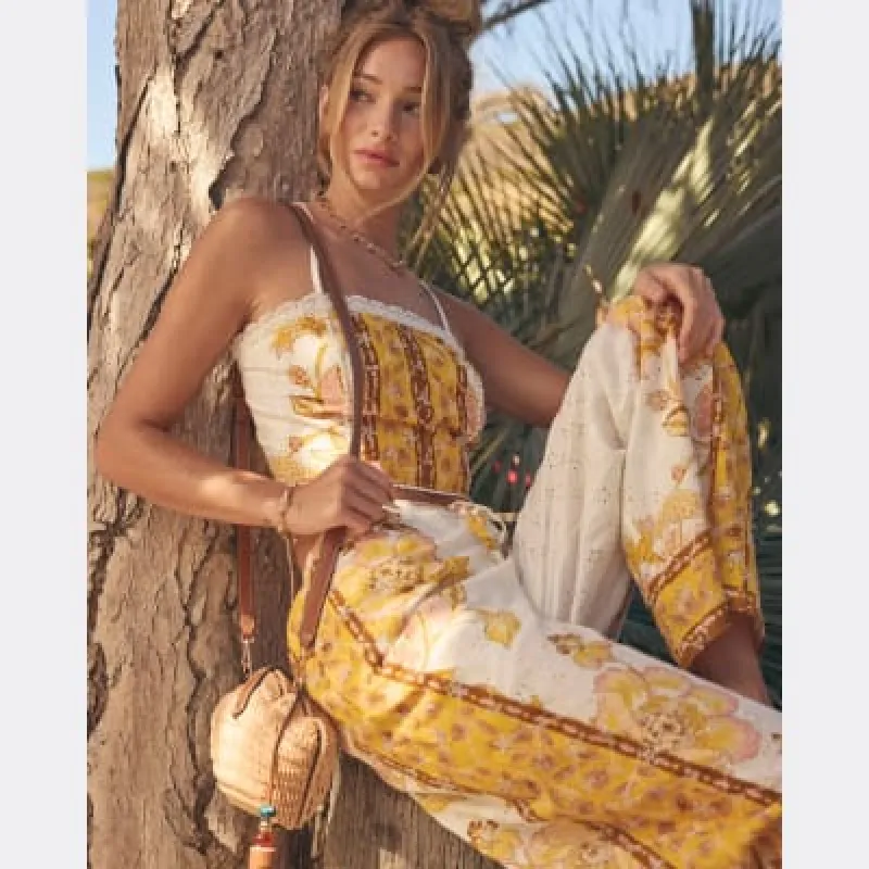 Yellow Printed Broderie Trouser sold by River Island