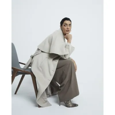 Beige Wool Blend Oversized Cape Coat sold by River Island